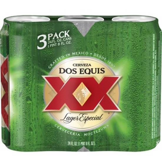 Order DOS EQUIS LAGER ESPECIAL 24OZ CAN- 3 pack food online from Rocky Liquor store, Claremont on bringmethat.com