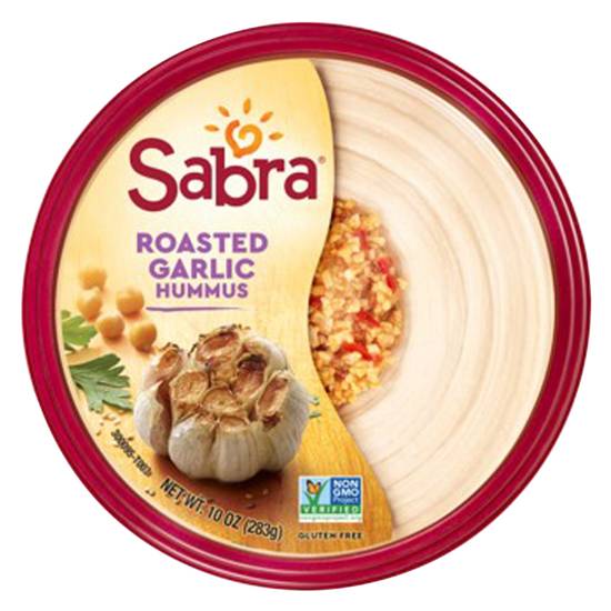 Order Sabra Roasted Garlic Hummus 10oz food online from Everyday Needs by Gopuff store, Thousand Oaks on bringmethat.com
