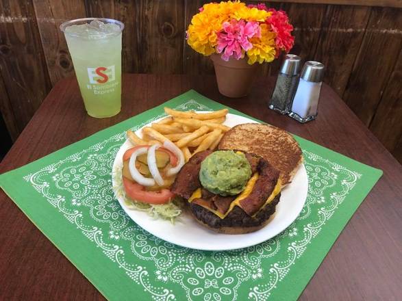 Order Sombrero Burger food online from El Sombrero Express store, Las Cruces on bringmethat.com