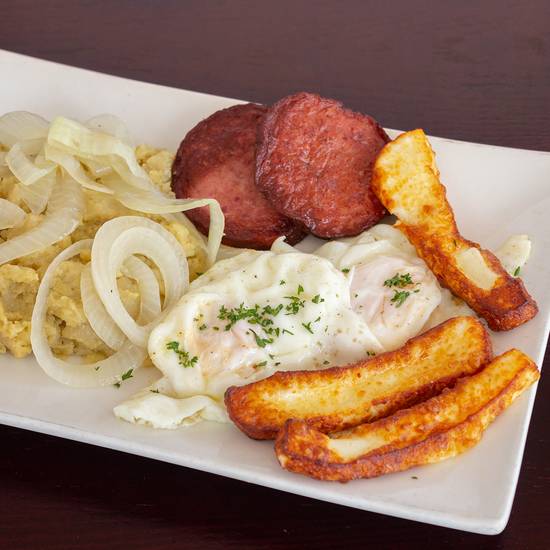 Order Mangu Con Los Tres Golpes  food online from Club Tipico Dominicano store, Miami on bringmethat.com