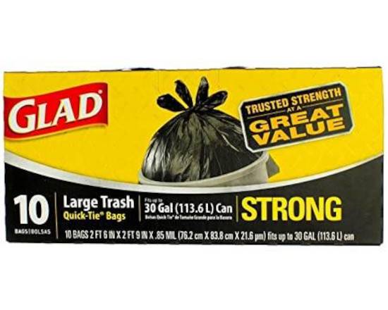 Order Glad 30 Gallon Trash Bags (10 pk) food online from Trumbull Super Stop store, Trumbull on bringmethat.com