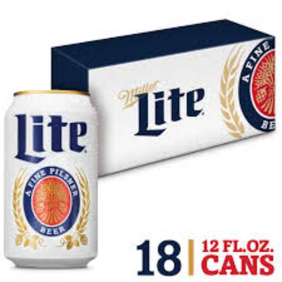 Order MILLER LITE 12oz 18pk cans food online from Duke Liquor & Jr. Market store, Los Angeles on bringmethat.com
