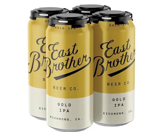 Order East Brother Gold IPA 4pk-16oz Cans (5.0% ABV) food online from Silver Liquor Market store, Los Angeles on bringmethat.com