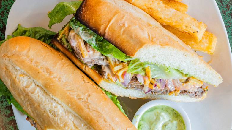 Order Pan Con Bistec (Steak Sandwich) food online from Geo's Cuban store, Seattle on bringmethat.com