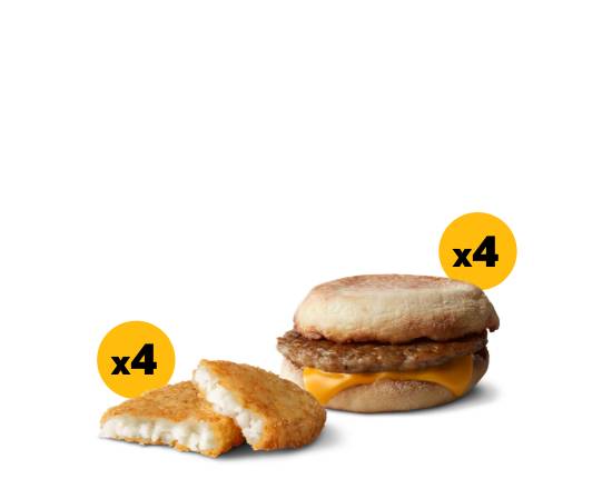 Order 4 Sausage McMuffin Breakfast Bundle  food online from Mcdonald's store, GRAND FORKS on bringmethat.com