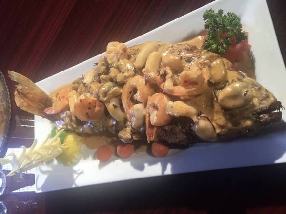 Order Fried Red Snapper w/ shrimp food online from El Bohio store, Lantana on bringmethat.com