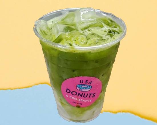Order Iced Matcha Latte (16 oz) food online from USA Donuts store, Los Angeles on bringmethat.com