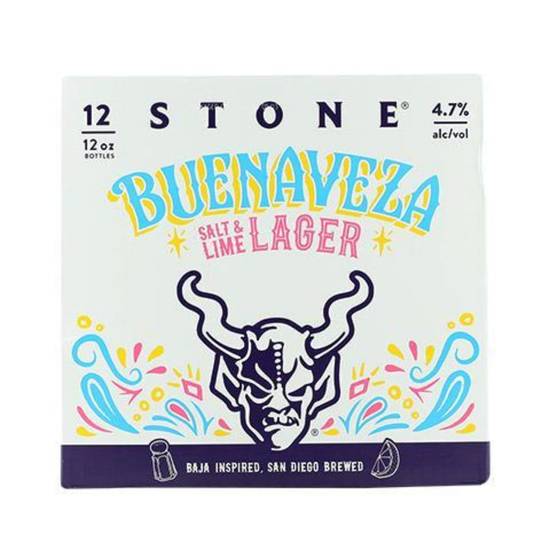 Order Stone Buenaveza Salt & Lime Lager 12-Pack can food online from Rocky Liquor store, Claremont on bringmethat.com