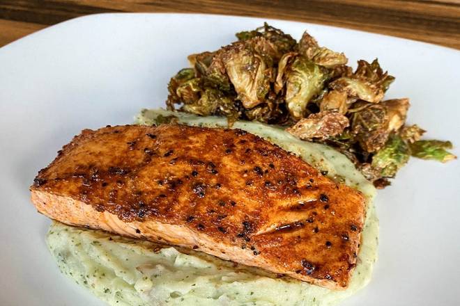 Order Pan Seared Salmon* (GF) food online from Kerbey Lane Cafe store, Austin on bringmethat.com