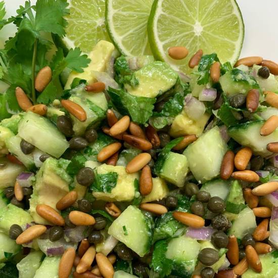 Order Cucumber Avocado Salad  ( 4 Net Carbs)  VG, GF food online from Ketoeat store, Dallas on bringmethat.com