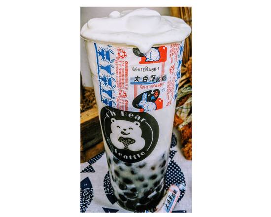 Order White Rabbit Candy Milk Tea w/Crema  food online from Oh Bear Cafe & Teahouse store, Seattle on bringmethat.com
