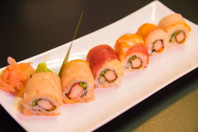 Order *Rainbow Roll food online from Mikado Sushi store, Grand Rapids on bringmethat.com