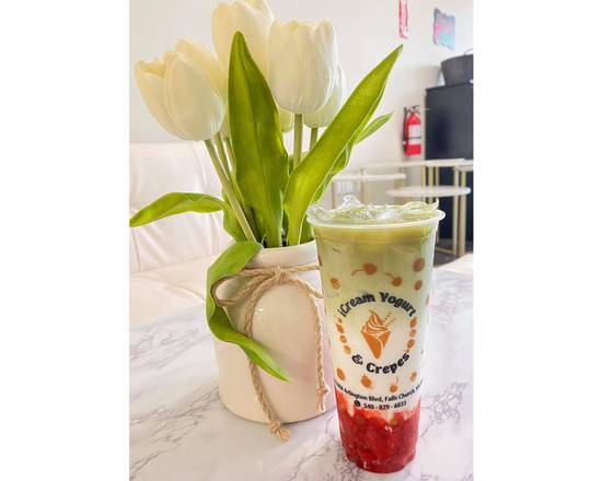 Order Strawberry Matcha Latte food online from Icream Yogurt & Crepes store, Falls Church on bringmethat.com