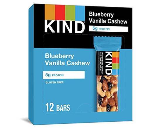 Order Kind Blueberry Vanilla Cashew Box 12 Bars food online from Fresko Market store, Miami on bringmethat.com