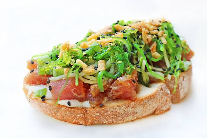 Order Hawaiian Poke Tuna Toast food online from My Ceviche store, South Miami on bringmethat.com