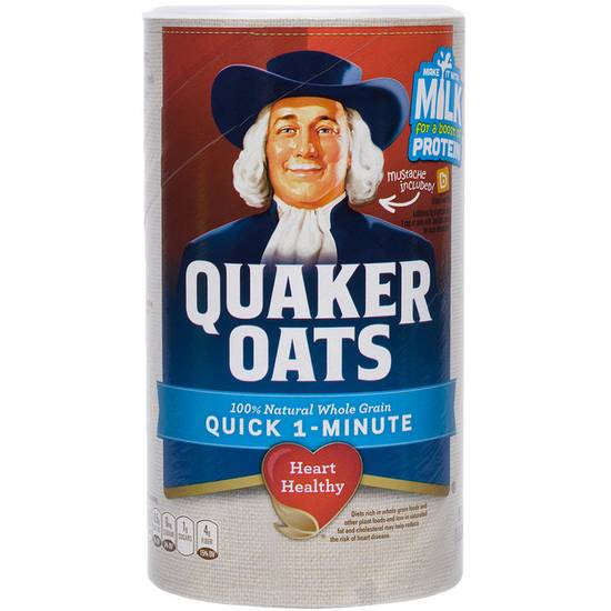 Order Quaker Oats Quick One Minute 100% Whole Grain Oats 18oz food online from Everyday Needs by Gopuff store, St. Petersburg on bringmethat.com