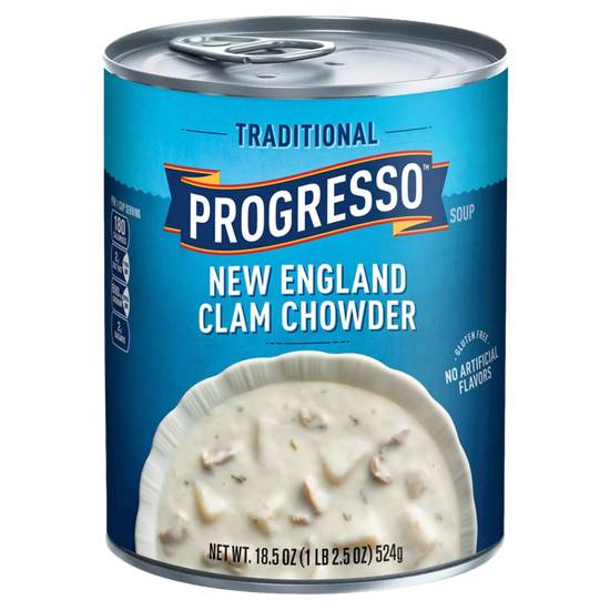 Order Progresso Traditional New England Clam Chowder Soup 18.5oz food online from Everyday Needs by Gopuff store, Rochester on bringmethat.com