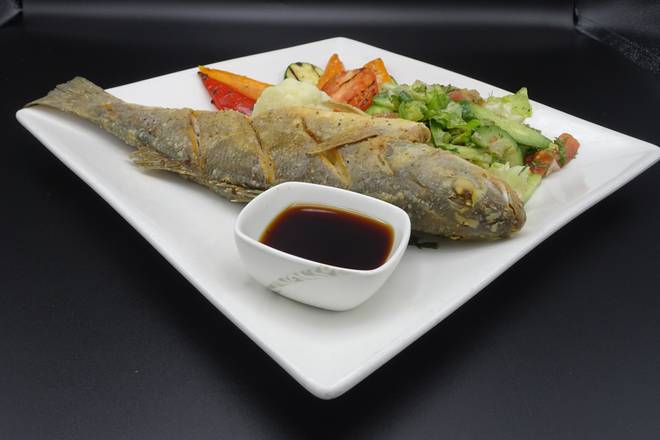 Order Whole Branzino Pan Fried food online from Traktir Restaurant store, Tarzana on bringmethat.com
