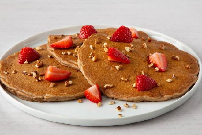Order Fruit & Nut Multigrain Pancakes food online from Village Inn store, Springfield on bringmethat.com