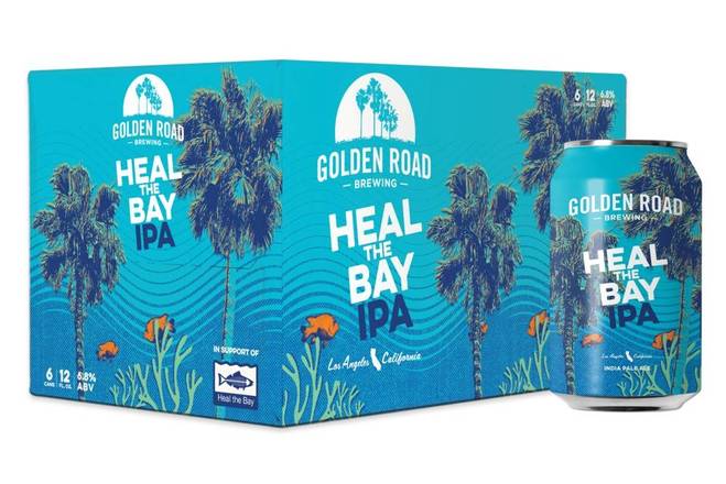 Order Golden Road Hazy Heal the Bay IPA 6pk cans food online from Silver Liquor Market store, Los Angeles on bringmethat.com