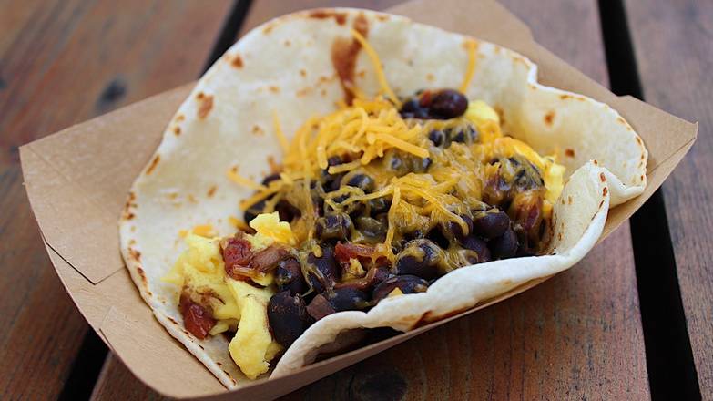 Order Black Bean, Egg and Cheese (V) food online from Rusty Taco - Beaumont store, Beaumont on bringmethat.com
