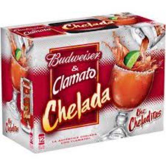 Order BUDWEISER&CLAMATO CHELADitas  8oz/12pk cans food online from Duke Liquor & Jr. Market store, Los Angeles on bringmethat.com
