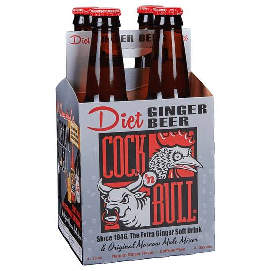 Order Cock 'n Bull Diet Soda, Ginger Beer 12 fl oz-4pack bottles food online from Rocky Liquor store, Claremont on bringmethat.com