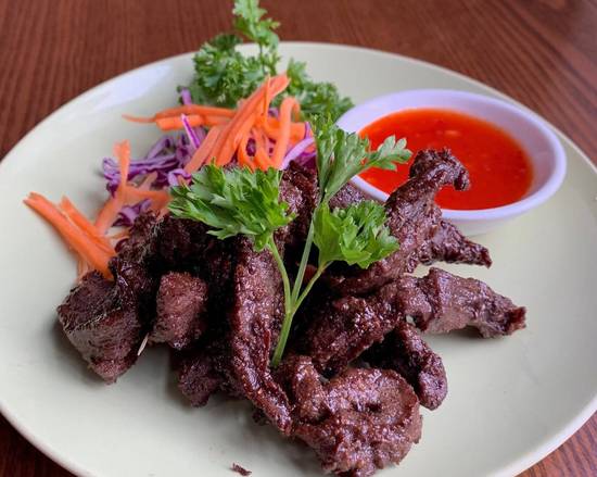 Order SIIN SAVANH (Thai Sun-Dried Beef)(เนื้อทอด) food online from Charm Thai Restaurant store, Silver Spring on bringmethat.com