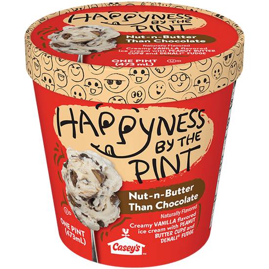 Order Happyness by the Pint Nut-n-Butter Than Chocolate Ice Cream, 16oz food online from Casey's General Store store, Kearney on bringmethat.com