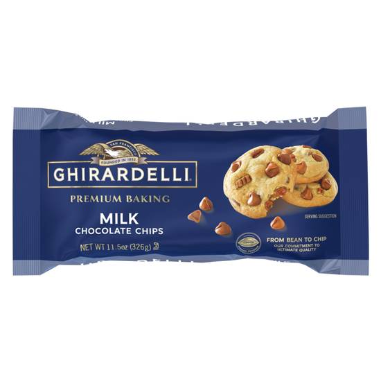 Order Ghirardelli Premium Baking Classic Milk Chocolate Chips 11.5oz food online from Everyday Needs by Gopuff store, Baton Rouge on bringmethat.com