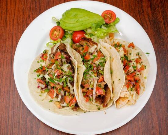 Order Carnitas Tacos (3 pcs) Plate food online from It A Wrap store, Thousand Palms on bringmethat.com