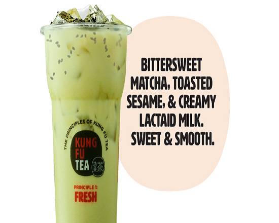 Order Hot Sesame Matcha Milk Strike food online from Kung Fu Tea store, St. Petersburg on bringmethat.com