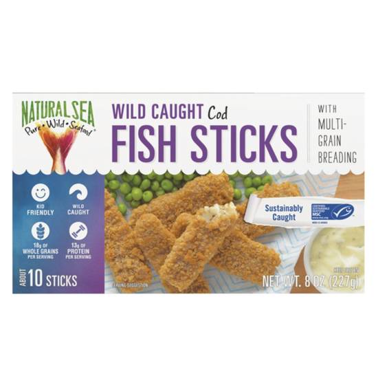 Order Natural Sea Frozen Wild Caught Cod Breaded Fish Sticks 8oz food online from Everyday Needs by Gopuff store, St. Petersburg on bringmethat.com