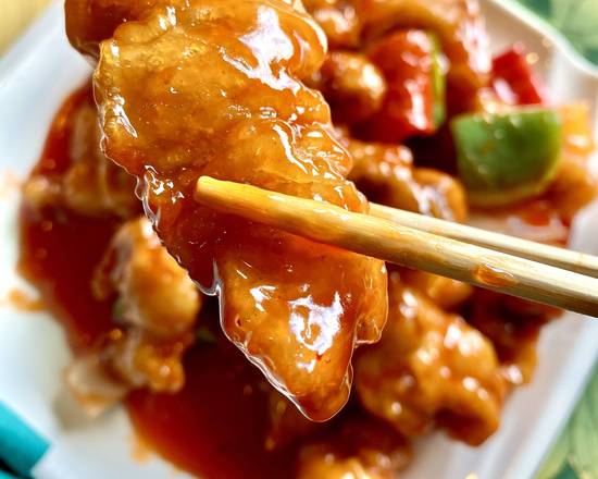 Order P3. Sweet Sour Pork with Pineapples food online from Din Ho Chinese BBQ store, Austin on bringmethat.com