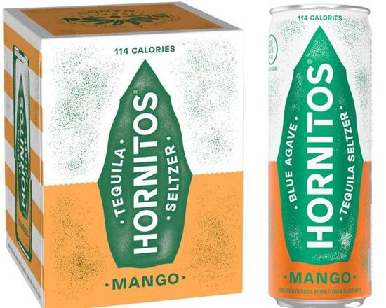 Order Hornitos Mango Tequila Seltzer Cocktail 355ml-4Pk (5% ABV) food online from Golden Ox Liquors store, Saint Augustine on bringmethat.com