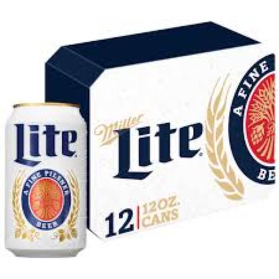 Order MILLER LITE 12oz 12PK CANS  food online from Duke Liquor & Jr. Market store, Los Angeles on bringmethat.com