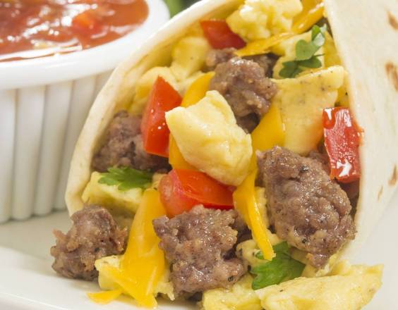 Order Bacon, Sausage, Ham Breakfast Burrito food online from Fiona Breakfast Burritos store, Glendale on bringmethat.com