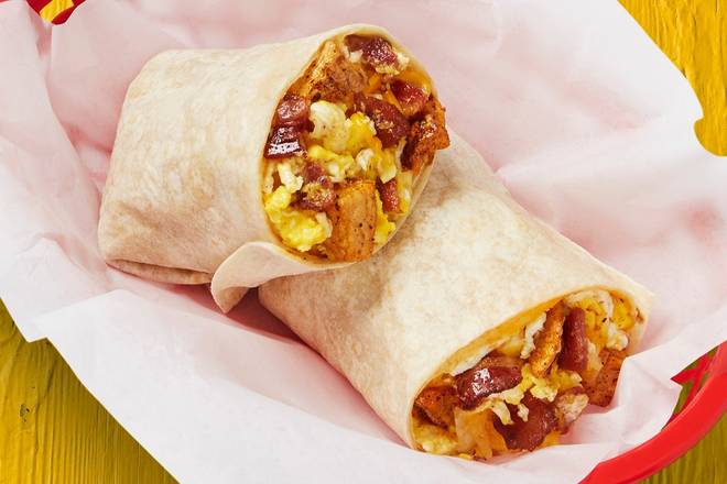 Order Bacon, Potatoes, Egg, & Cheese Burrito food online from Fuzzy's Taco Shop store, Lakeland on bringmethat.com