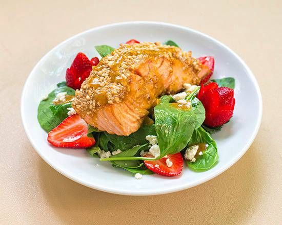 Order Cashew Crusted Salmon Salad food online from Perricone's Marketplace store, Miami on bringmethat.com