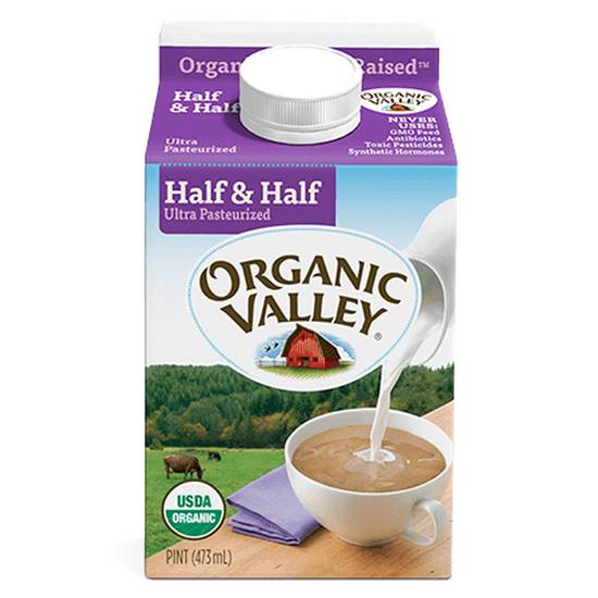 Order Organic Valley Half & Half 16oz Btl food online from Everyday Needs By Gopuff store, Fairfield on bringmethat.com