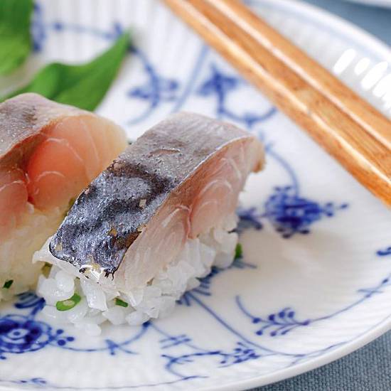 Order 34.Mackerel (Saba) food online from Fuji Revolving Sushi Bar store, Cypress on bringmethat.com