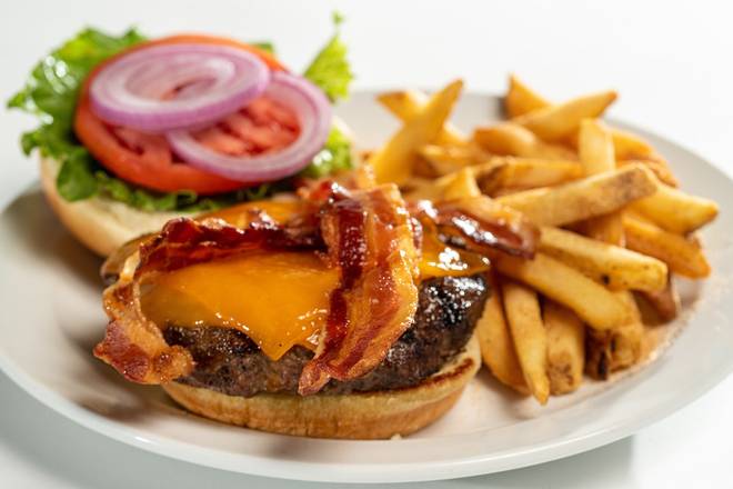 Order BACON & CHEDDAR BURGER food online from Glory Days Grill store, Apex on bringmethat.com