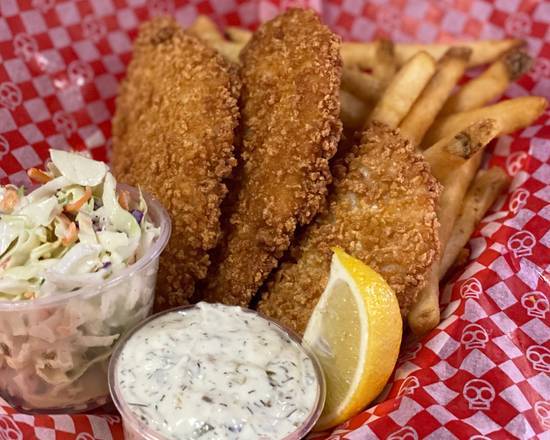 Order 3 Piece Halibut & Chips food online from Toxic Burger store, Eugene on bringmethat.com