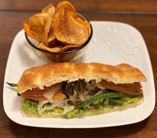 Order Bengal Veggie Naan Sandwich (Naan Vaj), Veggie, and Potato Chips food online from India's Flavor store, Glendale on bringmethat.com