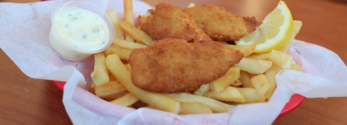 Order Fish & Chips food online from Norm's Famous Charbroiled Hamburgers store, Whittier on bringmethat.com