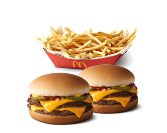 Order 2 Double Cheeseburger & Basket of Fries food online from Mcdonald's store, Pasadena on bringmethat.com
