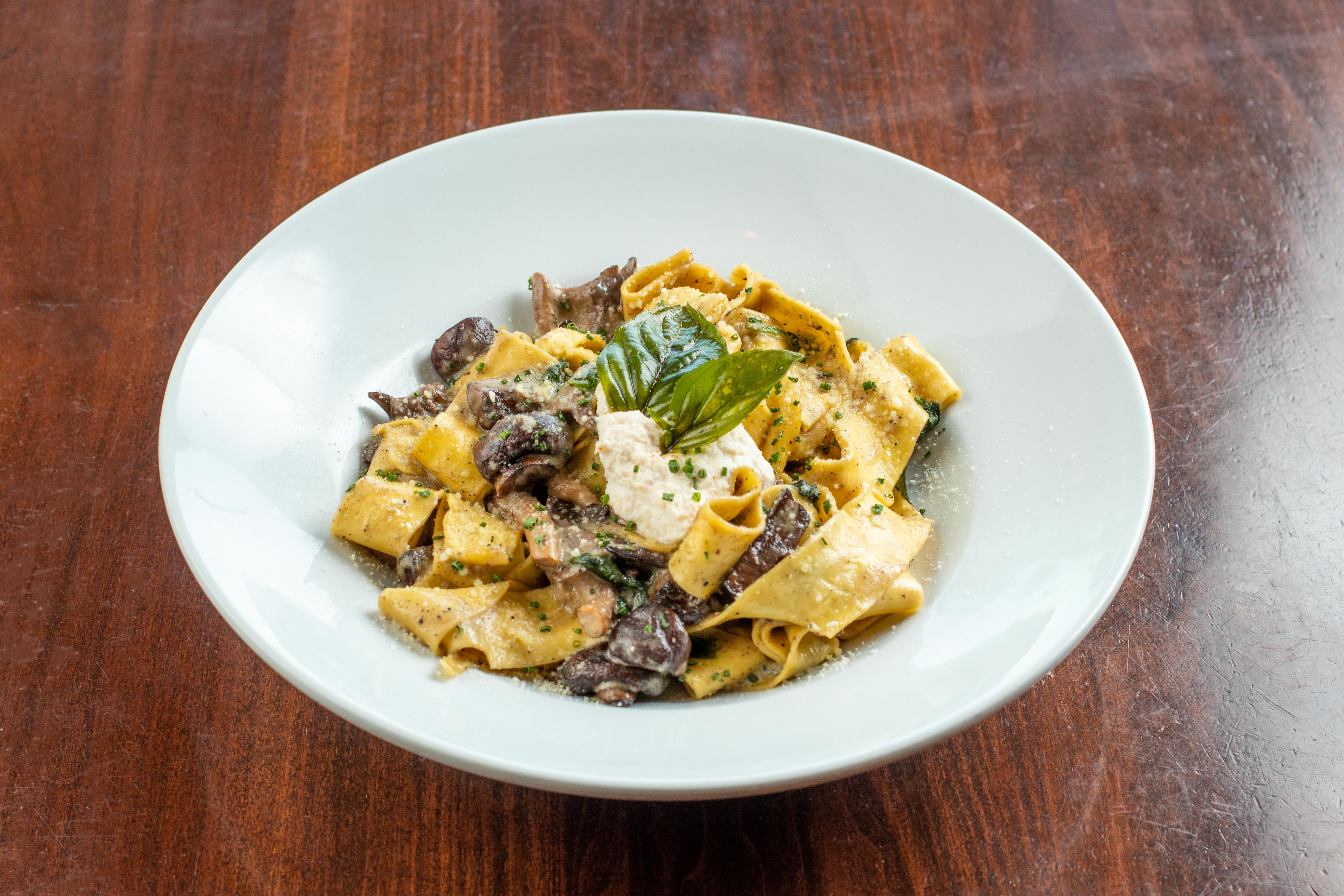 Order Wild Mushroom Pappardelle Pasta food online from Orange Hill Restaurant store, Orange on bringmethat.com