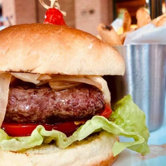Order Signature Texas Wagyu Burger food online from The Goose Acre store, The Woodlands on bringmethat.com
