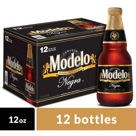 Order Modelo Negra Mexican Amber Lager Beer Bottles 12 fl oz-12pack food online from Rocky Liquor store, Claremont on bringmethat.com