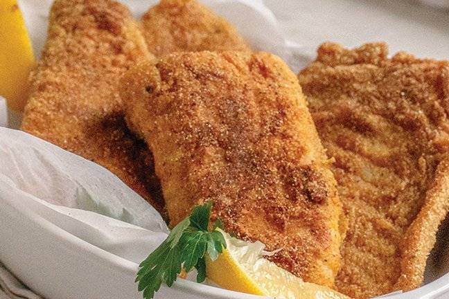 Order Flounder platter (fried/grilled,  comes with coleslaw and choice  another  side) food online from Juicy Mayport store, Jacksonville on bringmethat.com